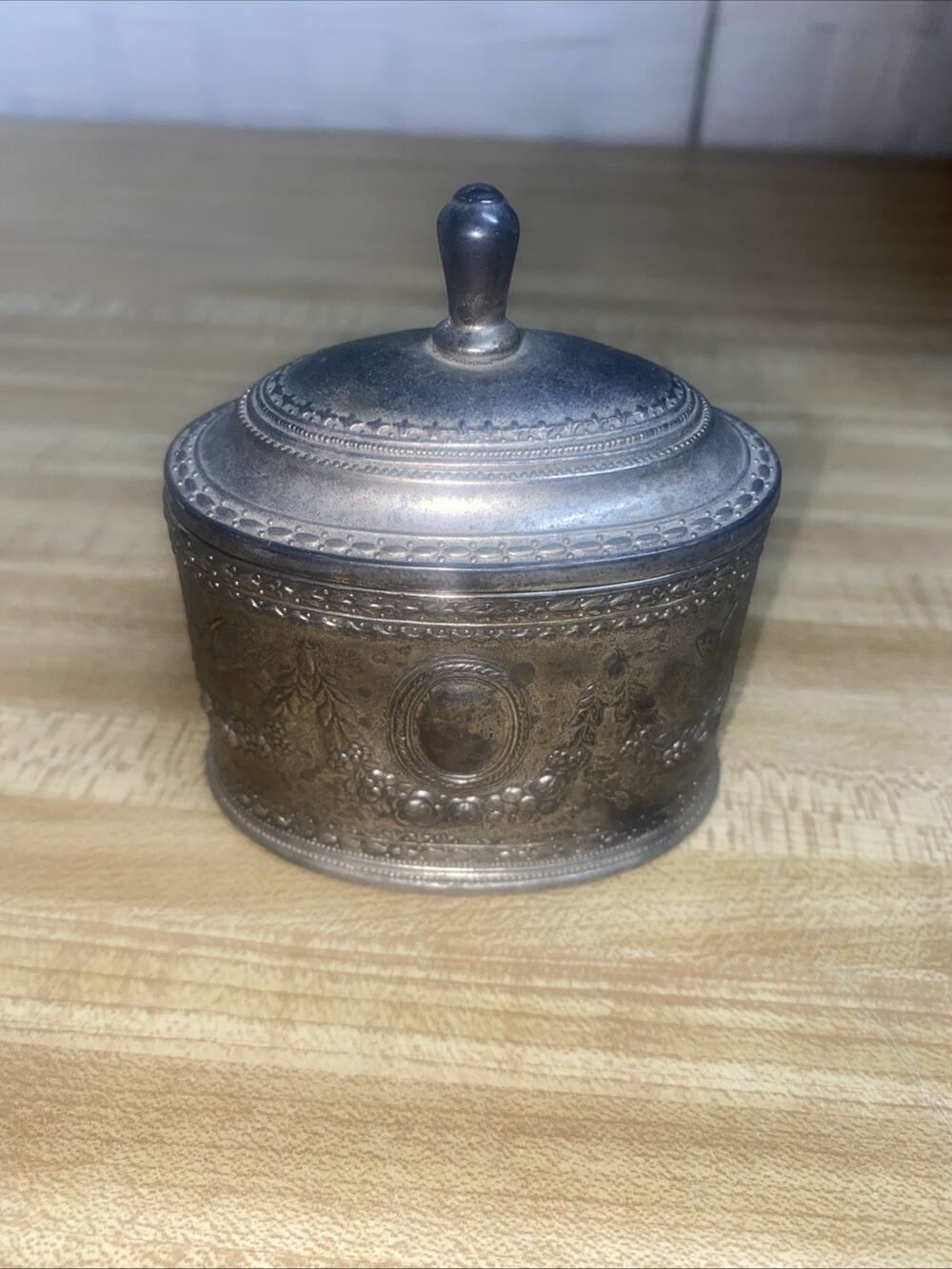 Vintage Silverplated Godinger Art Jewelry Box Ornate Velvet Lined Hinged Lid